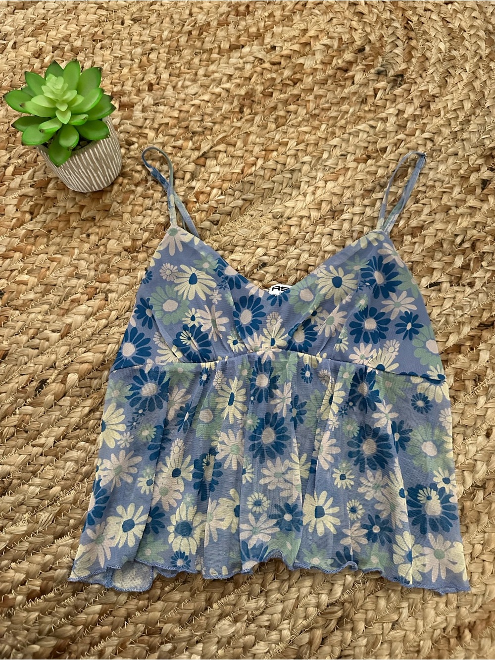 FLORAL RETRO SHEER TANK BLOUSE